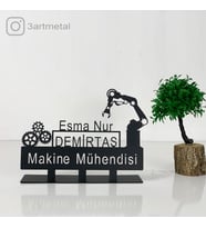 Makine Mühendisi Masaüstü İsimlik - Metal Masa İsimliği - Hediye Ofis İsimlik