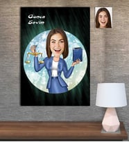 Kişiye Özel Karikatür Baskılı Ahşap Tablo Avukat Kadın-3 30x40