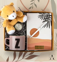 Kişiye Özel Hediye Seti - Çay&Kahve Fincanı - Özel Tasarım Defter - Beyaz Tükenmez Kalem - Büyük Peluş Ayıcık Anahtarlık - Mini Cam Mum - Özel Tasarım Hediye Kutusu