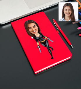 Kişiye Özel Süper Kadın Tasarımlı Karikatür Defter Ve Kalem Seti 81