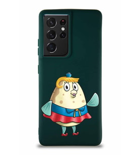 Samsung Galaxy S21 Ultra Soft Premier Kapak Bayan Puff Tasarımlı Silikon Kılıf - Yeşil (Şeffaf)