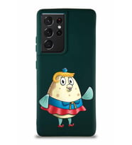 Samsung Galaxy S21 Ultra Soft Premier Kapak Bayan Puff Tasarımlı Silikon Kılıf - Yeşil (Şeffaf)