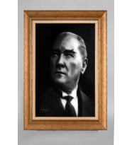Altın Varaklı Paspartulu Çerçeveli Atatürk Tablo sd690