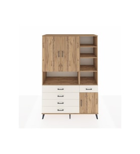 Hyperion Dolap 8 Raflı 5 Çekmeceli 3 Kapaklı 132x44x195 Çam-Çam/Aytaşı
