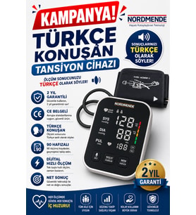 Türkçe Konuşan Şarjlı Dijital Tansiyon Aleti Büyük LCD Ekran, Otomatik Kol Tipi, Hafızalı