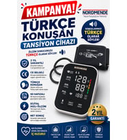 Türkçe Konuşan Şarjlı Dijital Tansiyon Aleti Büyük LCD Ekran, Otomatik Kol Tipi, Hafızalı