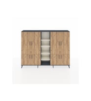 Arges Dolap 14 Raflı 8 Kapaklı 220x30x163 Antrasit-Çam/Aytaşı