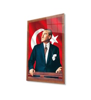 Atatürk Cam Tablo 4mm Dayanıklı Temperli Cam, Atatürk Glass Wall Art (Çok Renkli)