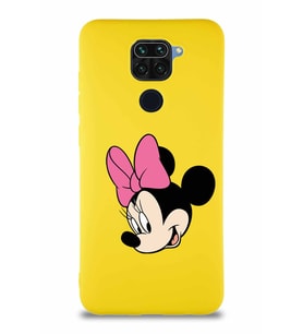 Xiaomi Redmi Note 9 Soft Premier Kapak Minnie Mouse-B Tasarımlı Silikon Kılıf - Sarı (Şeffaf)
