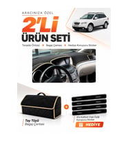 SUBARU TRIBECA (2005-2014) Uyumlu Torpido Örtüsü + Tay Tüyü Bagaj Çantası + Sticker Seti - Siyah Bej