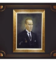 Altın Varaklı Çerçeveli Paspartulu Atatürk Tablo z4830 (Gold)