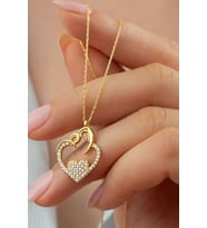 925 Ayar Gümüş Gold Kalp Kolye
