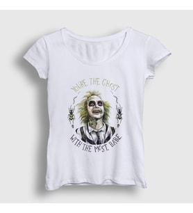 Presmono Kadın Beyaz Ghost With The Most Tim Burton Beetlejuice T-Shirt 456648tt