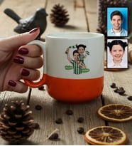 Kişiye Özel Karikatürlü Yeşil Beyaz Baba Kız Kupa Bardak Pro Babalar Günü Hediyesi