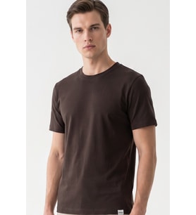 Kahverengi Bisiklet Yaka Kısa Kol Slim Fit Pamuklu Tişört 1011265166