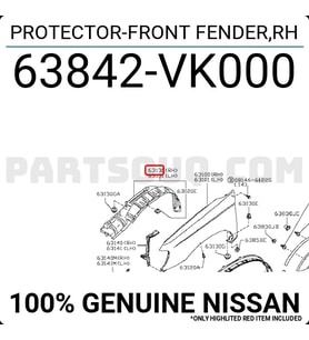 Nissan Pıckup Ön Çamurluk Davlumbazı Sağ 2002-2004 (Oem No:  63842Vk000)