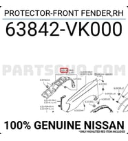 Nissan Pıckup Ön Çamurluk Davlumbazı Sağ 2002-2004 (Oem No:  63842Vk000)