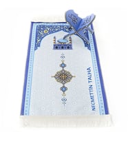 İsme Özel Çocuk Seccadesi Kudüs Mavi 82×45 cm 110 gr- Tesbih Hediyeli