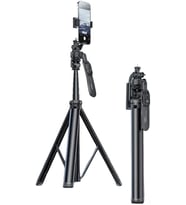 Bluetooth 5.0 Kontrollü 2M Tripodlu Selfie Gimbal - Siyah
