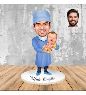 Kişiye Özel Erkek Ebe Hediye Ahşap Karikatür Biblo