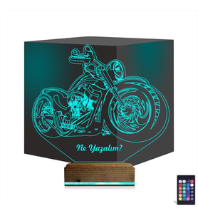 Luvivia Motosiklet Harley Motor Kişiye Özel 3D Lamba - Masa Gece Lambası