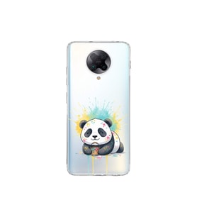 Poco F2 Pro ile Uyumlu Splash Panda Tasarımlı Şeffaf Silikon Kılıf