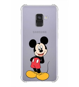 Samsung Galaxy A8 2018 Uyumlu Köşe Korumalı Antişok Kapak Mickey Mouse  Tasarımlı Şeffaf Kılıf
