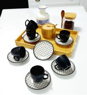 6 Kişilik Dijital Baskılı Renkli 80 ml Türk Kahvesi Fincan takımı