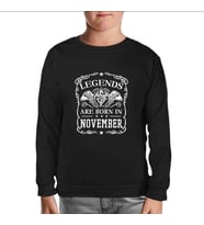 Burç - Born in November Crown Siyah Çocuk Sweatshirt