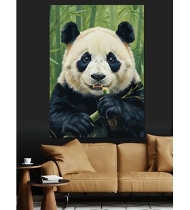 Bambu Yiyen Panda Fotoğrafı Dekoratif Kanvas - Mdf Ahşap Tablo