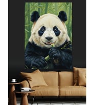 Bambu Yiyen Panda Fotoğrafı Dekoratif Kanvas - Mdf Ahşap Tablo