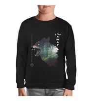 Wild Wolf in the Forest Siyah Çocuk Sweatshirt