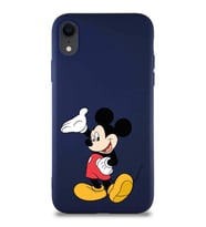 Apple iPhone XR Soft Premier Kapak Mickey Mouse-C Tasarımlı Silikon Kılıf - Lacivert (Şeffaf)