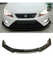 Seat Leon Fr Gri Renkli Şeritli Dilli Ön Lip 4 Prç Parlak Siyah ABS