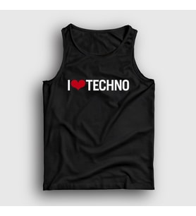 Presmono Unisex Beyaz I Love Techno Atlet 543318tt (Siyah)