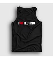 Presmono Unisex Beyaz I Love Techno Atlet 543318tt (Siyah)