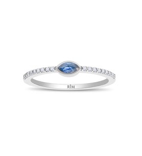 0.35 Karat Laboratuvar Pırlanta Safir Yüzük - HRD Sertifikalı