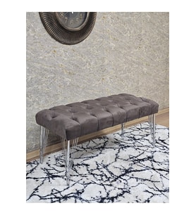 Krom Tel Ayaklı 90 cm Puf Bench - Puf - Bench - Kasalı Oturak - Oturak - Yatak Ucu Puf Kahverengi Renk 90 x 40 Boyut/Ebat (Çok Renkli)
