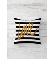 Love Yazılı Çift Tarafı Baskılı Gizli Fermuarlı Yastık Kılıfı Kırlent Koltuk Yastık Kılıfı (Siyah)