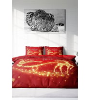 Yılbaşı Çift Kişilik Nevresim ( Lastikli Çarşaflı ) %100 Pamuk Saten Gold Deers