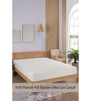Penye-Likralı Lastikli Çarşaf, 120×200 Tek Kişilik %100 Pamuk-Elastan Örme Kumaş, 200 gr/m² (Krem)