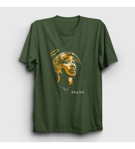 Presmono Unisex Haki Angel Tupac Shakur T-Shirt 45461tt (Haki)