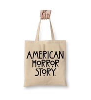 American Horror Story Beyaz Bez Çanta Uzun Saplı Alışveriş Çantası Plaj Çantası