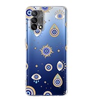 PrintiFy Oppo A74 4G ile Uyumlu Nazar Boncuğu 5  Kamera Korumalı Şeffaf Silikon Kılıf
