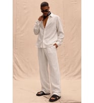 Erkek Haki Tencel Kumaş Oversize Gömlek Pantolon Takım – Rahat Kesim Yazlık Kombin