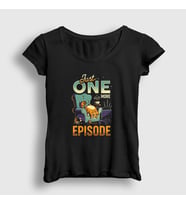Presmono Kadın Siyah Just More Episode Cat Kedili T-Shirt 450869tt
