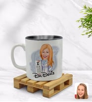 BK Gift Kişiye Özel Kadın Göz Doktoru Karikatürlü İçi Siyah Renkli Kupa Bardak Model 1
