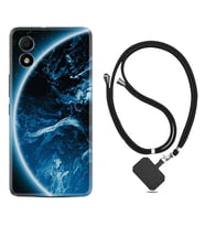 TCL 303 Kılıf Silikon Boyun Askılı İpli Desenli Silikon Blue Planet 1610
