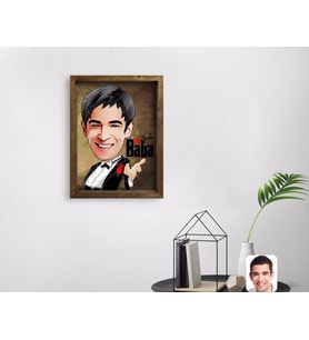 BK Gift Kişiye Özel Godfather Baba Karikatürlü Doğal Masif Ahşap Çerçeveli Tablo 45x65cm-3