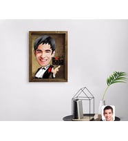 BK Gift Kişiye Özel Godfather Baba Karikatürlü Doğal Masif Ahşap Çerçeveli Tablo 45x65cm-3